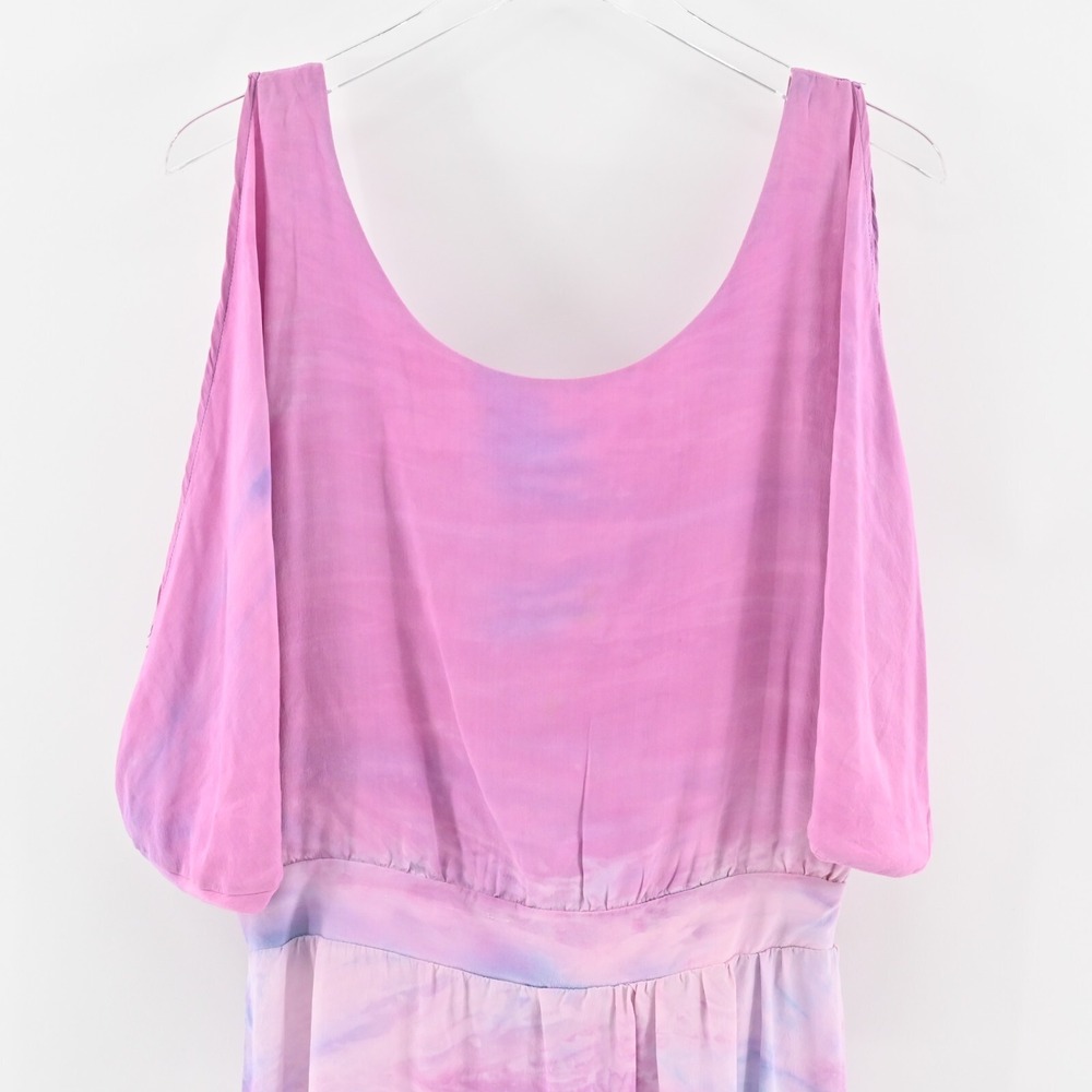 GYPSY 05 Dress Size M Silk Chiffon Pink Purple Tie Dye Ombre Cold Shoulder Mini - Picture 12 of 16